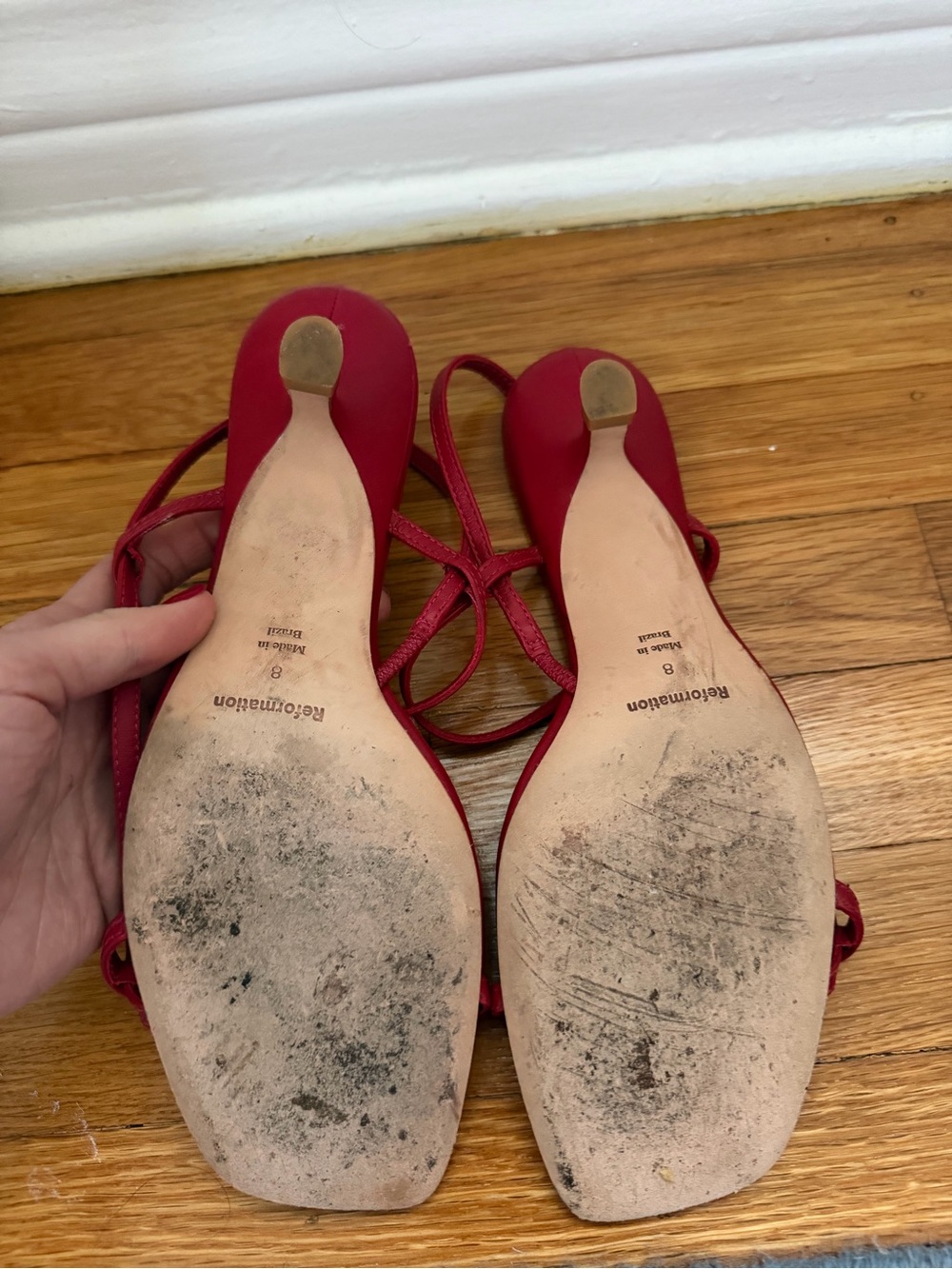 Reformation - Red Strappy Kitten Hill - Picture 6 of 9